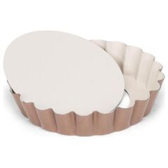 Patisse kształt quiche Mini z luźnym dnem 10 cm stal miedź/beż