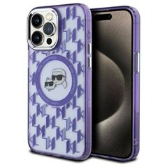 Original Case IPHONE 15 PRO Karl Lagerfeld IML Monogram Karl&Choupette Head MagSafe (KLHMP15LHMCKMHU) purple 3666339285180