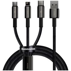 Kabel USB Baseus USB-A - USB-C + microUSB + Lightning 1.5 m Czarny (CAMLTWJ-01)