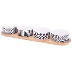 Excellent Houseware Miseczka, kokilka, porcelanowa, 4 szt, na podstawce, tacy