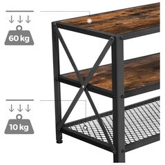 Μεταλλικό Έπιπλο Τηλεόρασης με 3 Ράφια 140 x 39.2 x 50 cm Vasagle (LTV094B01) (VASLTV094B01) έως 12 άτοκες Δόσεις