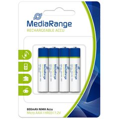Επαναφορτιζόμενη Μπαταρία MediaRange NiMH Accus AAA 1.2V (HR03) (4 Pack) (MRBAT120) έως 12 άτοκες Δόσεις