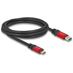 Kabel USB Delock USB-A - USB-C 2 m Czarno-czerwony (80618)