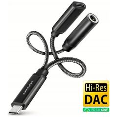 Adapter USB Axagon AXAGON ADA-HCPD, USB-C na 3.5mm jack - Hi-Res DAC audio adaptér, 384kHz/32bit, stereo, PD 60W 3A