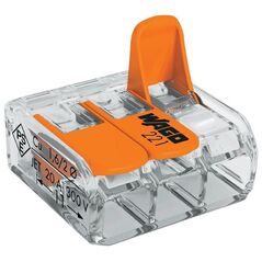 Wago Złączka uniwersalna 3x4mm2 przezroczysto pomarańczowa z dźwigniami (221-413)