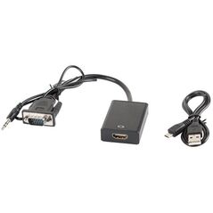 Adapter AV Lanberg HDMI - D-Sub (VGA) + Jack 3.5mm czarny (AD-0021-BK)
