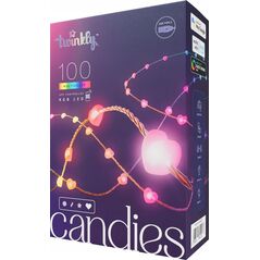Lampki choinkowe Twinkly Twinkly Candies – 100 Lampki w kształcie serc RGB LEDs, przezroczysty przewód, USB-C