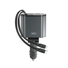 XO car charger CC62 104W 1x USB 1x USB-C gray with cable USB-C and cable Lightning 6920680858125