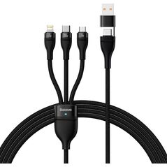 Kabel USB Baseus USB-A + USB-C - USB-C + microUSB + Lightning 1.2 m Czarny (CASS030101)