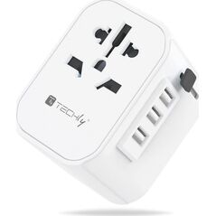Techly Techly Adapter Podróżny Wtyków Zasilania EU/UK/USA Ładowarka 3x USB