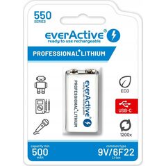 EverActive Akumulatorek everActive 6F22/9V Li-ion 550 mAh z USB TYP C
