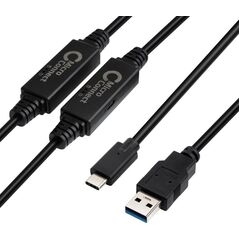 Kabel USB MicroConnect USB-C - USB-A 10 m Czarny (USB3.1CA10AMP)