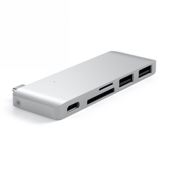 Satechi Type-C USB Pass-through hub for mobile devices USB-C 60W, 2x USB-A, micro/SD card reader silver STH83 879961005610