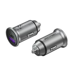 VENTION 2-Port USB (A+C) Car Charger (30W/30W) Gray Mini Style Aluminium Alloy Type (FFFH0) (VENFFFH0) έως 12 άτοκες Δόσεις