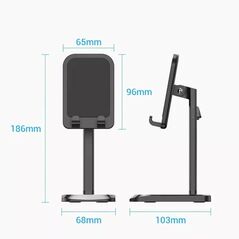 VENTION Height Adjustable Desktop Smartphone Stand Black Aluminum Alloy Type (KCQB0) (VENKCQB0) έως 12 άτοκες Δόσεις