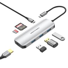 VENTION Type-C to HDMI/USB 3.0*3/SD/TF/PD 100W Docking Station 0.15M Gray Aluminum Alloy Type (TOJHB) (VENTOJHB) έως 12 άτοκες Δόσεις