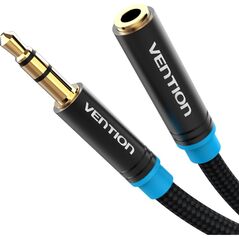 VENTION Cotton Braided 3.5mm Audio Extension Cable 5M Black Metal Type (VAB-B06-B500-M) (VENVAB-B06-B500-M) έως 12 άτοκες Δόσεις