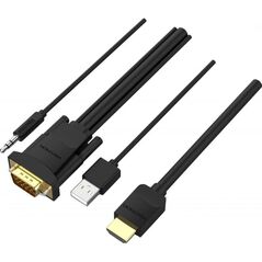 VENTION HDMI to VGA Cable with Audio Output & USB Power Supply 2M Black (ABIBH) (VENABIBH) έως 12 άτοκες Δόσεις