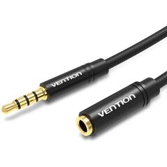 VENTION Cotton Braided 3.5mm Audio Extension Cable 5M Black Metal Type (BHBBJ) (VENBHBBJ) έως 12 άτοκες Δόσεις