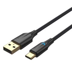 VENTION Nylon Braided USB 2.0 A Male to Type-C Male 3A Cable 2M Black LED Type (CTFBH) (VENCTFBH) έως 12 άτοκες Δόσεις
