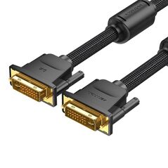 VENTION Cotton Braided DVI-D (24+1) Male to Male Cable 1.5M Black (EAEBG) (VENEAEBG) έως 12 άτοκες Δόσεις