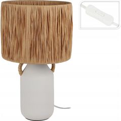 Home Styling Collection Lampa stołowa ceramiczna z kloszem z plecionki Ø 24 x 42 cm