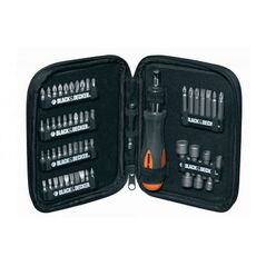 Black&Decker Wkrętak z grzechotką oraz zestawem bitów 56 części (A7104)