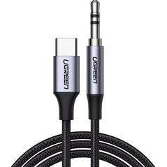 Kabel USB Ugreen USB-C - mini Jack 3.5 mm 1 m Czarny (UGR1190BLK)