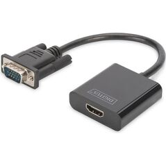 Adapter AV Digitus HDMI - D-Sub (VGA) + Jack 3.5mm czarny (DA-70473)
