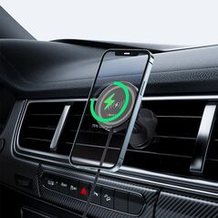 Forever car holder for air vent MACH-300 magnetic with wireless charging black Qi2 15W 5907457788527