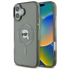Karl Lagerfeld case for iPhone 16 6,1&quot; KLHMP16SHLSKIK black Hard IML Metal Karl Head MagSafe 3666339318161
