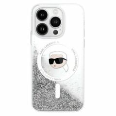 Karl Lagerfeld case for iPhone 16 Pro 6,3&quot; KLHMP16LLGKISGH transparent Hard Liquid Glitter Karl Head MagSafe 3666339319182