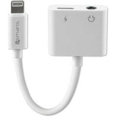 4smarts 4smarts Kabel Audio Ładowanie Splitter Lightning - Lightning + 3.5mm AUX biały/white 468673
