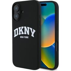 DKNY DKNY DKHMP16SSNYACH iPhone 16 6.1"        czarny/black hardcase Silicone White Printed Logo MagSafe