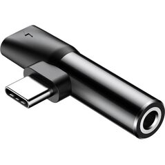 Adapter USB Baseus L41 USB-C - Jack 3.5mm + USB-C Czarny  (CATL41-01)