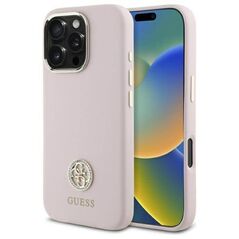 Original Case IPHONE 16 PRO Guess Hardcase Silicone Logo Strass 4G (GUHCP16LM4DGPP) light pink 3666339328900