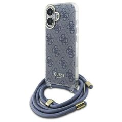 Original Case IPHONE 16 Guess Hardcase Crossbody Cord 4G Print (GUHCP16SHC4SEB) blue 3666339344337