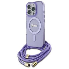 Original Case IPHONE 16 PRO MAX Guess Hardcase Crossbody Cord Script MagSafe (GUHMP16XHCTSGNSU) purple 3666339345877
