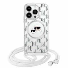 Original Case IPHONE 16 PRO MAX Karl Lagerfeld Hardcase IML Crossbody Monogram Karl & Choupette Head MagSafe (KLHMP16XHCKCKLCT) transparent 3666339320515