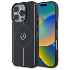 Original Case IPHONE 16 PRO MAX Mercedes Hardcase MB Double Layer Crossed Lines MagSafe (MEHMP16X23HRSK) black 3666339326678