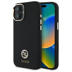 Original Case IPHONE 16 Guess Hardcase Silicone Logo Strass 4G (GUHCP16SM4DGPK) black 3666339328764
