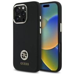 Original Case IPHONE 16 PRO MAX Guess Hardcase Silicone Logo Strass 4G (GUHCP16XM4DGPK) black 3666339328795