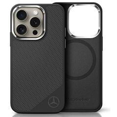 Original Case IPHONE 16 PRO MAX Mercedes Hardcase Silicone Tonal Logo Wood Pattern MagSafe (MEHMP16X23SUGDK) black 3666339326999