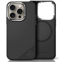 Original Case IPHONE 16 PRO Mercedes Hardcase Silicone Tonal Logo Wood Pattern MagSafe (MEHMP16L23SUGDK) black 3666339326982