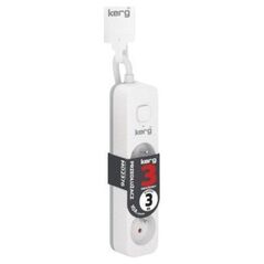 Kerg Przedłużacz KERG z wyłącznikiem-3 gniazda-biało-szary-3m-10A-H05VV-F-3x1,0mm2