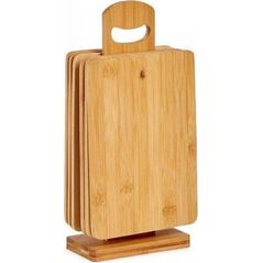 Deska do krojenia Bigbuy Home Set Deska do krojenia Ze wsparciem Brązowy Bambus (6 Części) (21 x 14 x 0,8 cm)