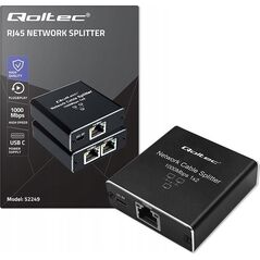 Qoltec Rozdzielacz Splitter mini SWITCH 1x2 port RJ45 | 1000Mbps | USB-C| Aluminium