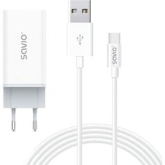 Ładowarka Savio Ładowarka sieciowa 65W Savio GaN LA-07 z kablem USB-A- USB typ C 1 m, biała