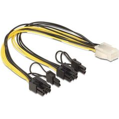 Delock PCIe 6-pin - PCIe 8-pin, 0.3m, Żółty (83433) 643563 4043619834334