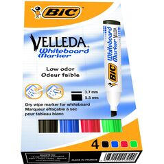 Bic markery suchościeralne Velleda, ścięta końcówka, 4 kolory 692718 3086120017545